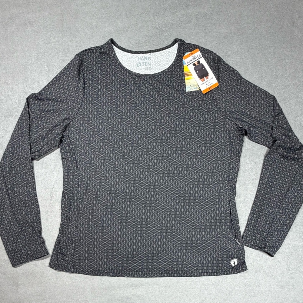 Hang Ten Women's Black Long Sleeve Tee with Flower Print